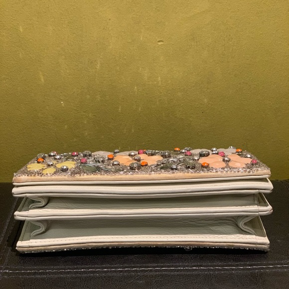 Alice + Olivia - Rhinestone & Beaded Flower Evening Clutch Handbag - Picture 6 of 9